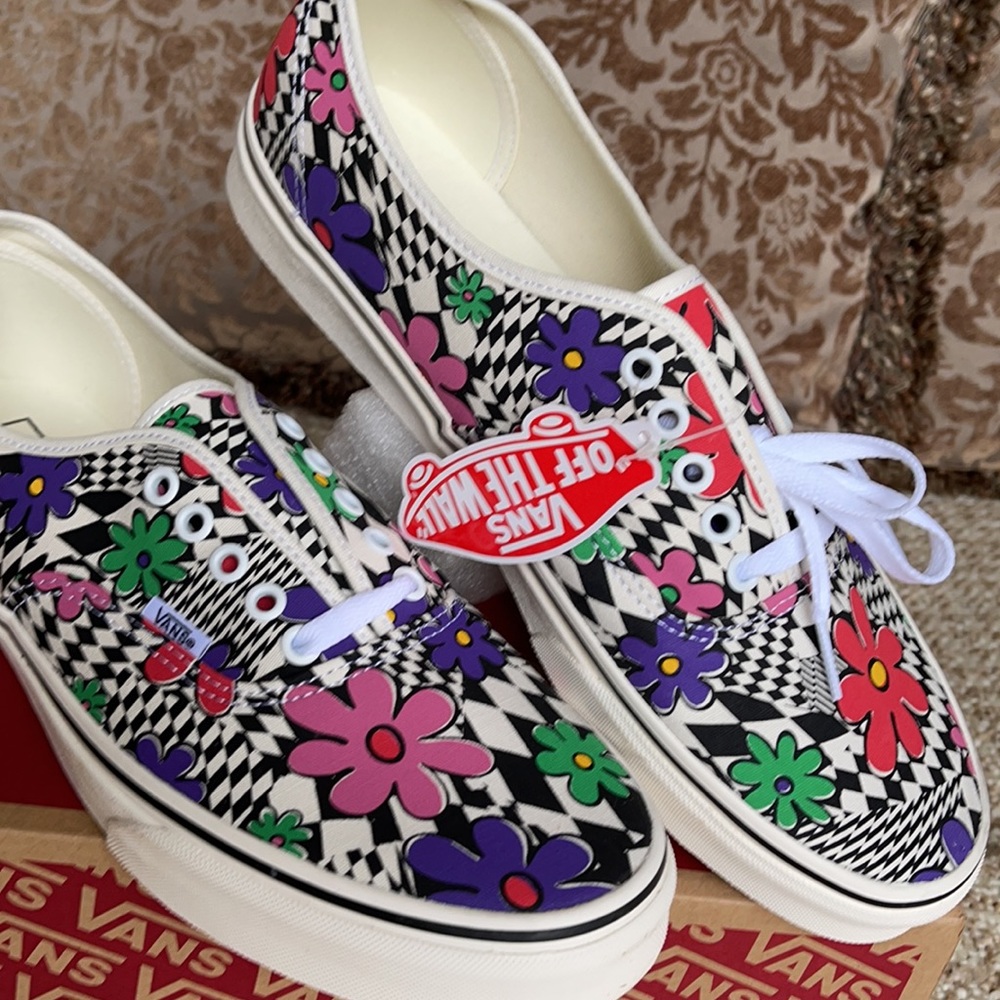Vans Authentic Printed Floral Check/Marshmallow Mn - Picture 8 of 16